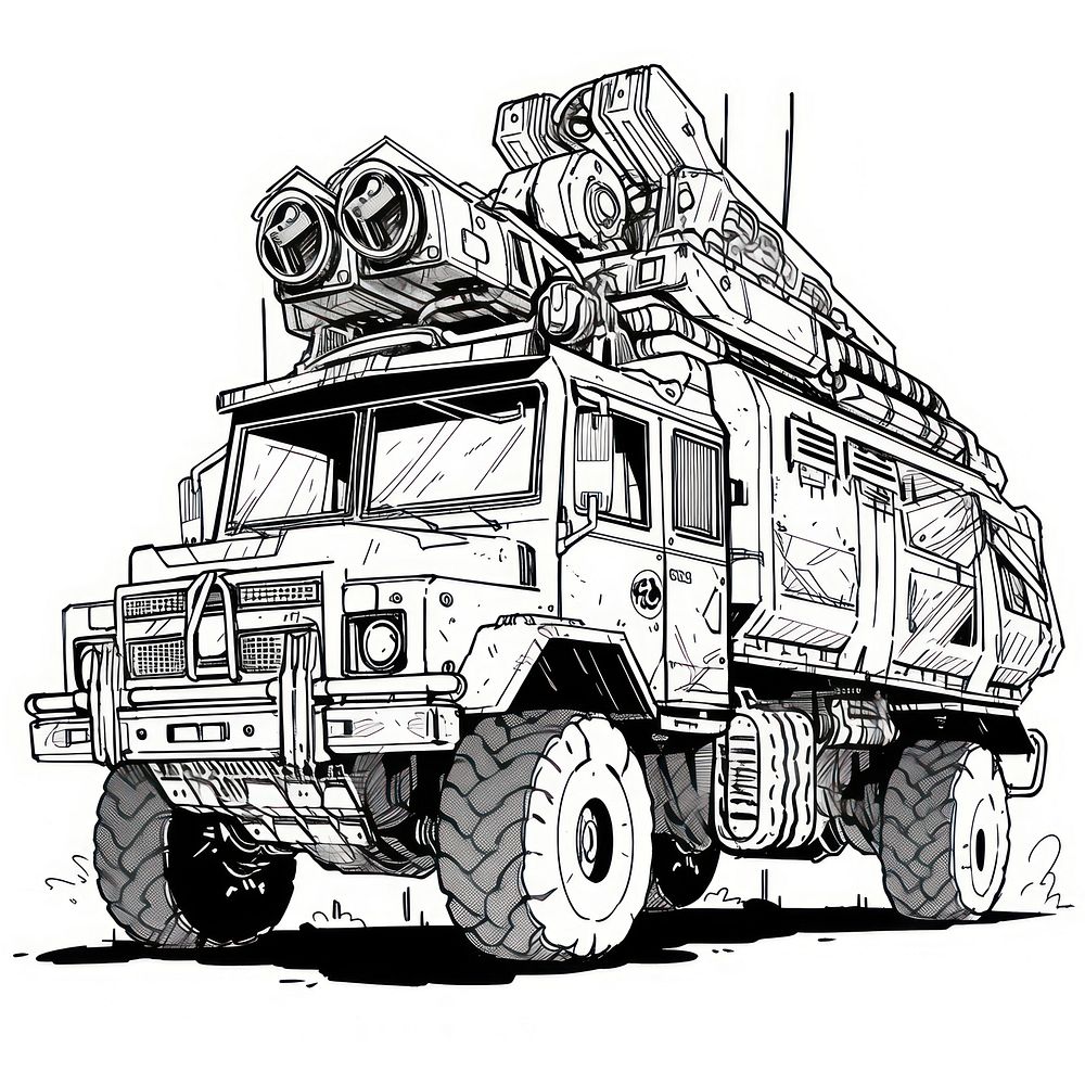 Illustration of a truck sketch vehicle cartoon.