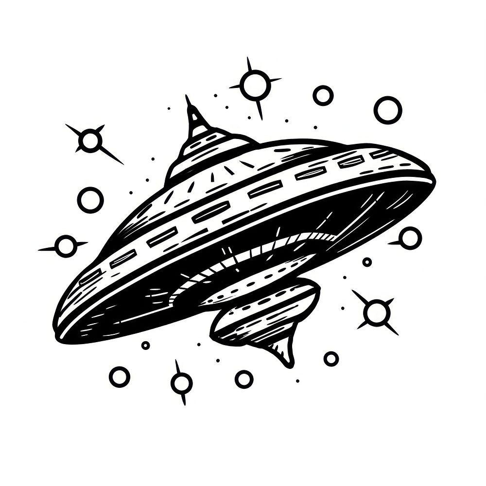 Illustration of a ufo sketch cartoon drawing.