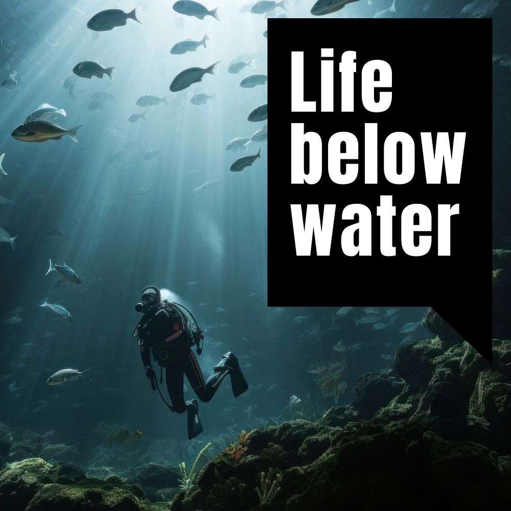 Life below water quote Facebook post template