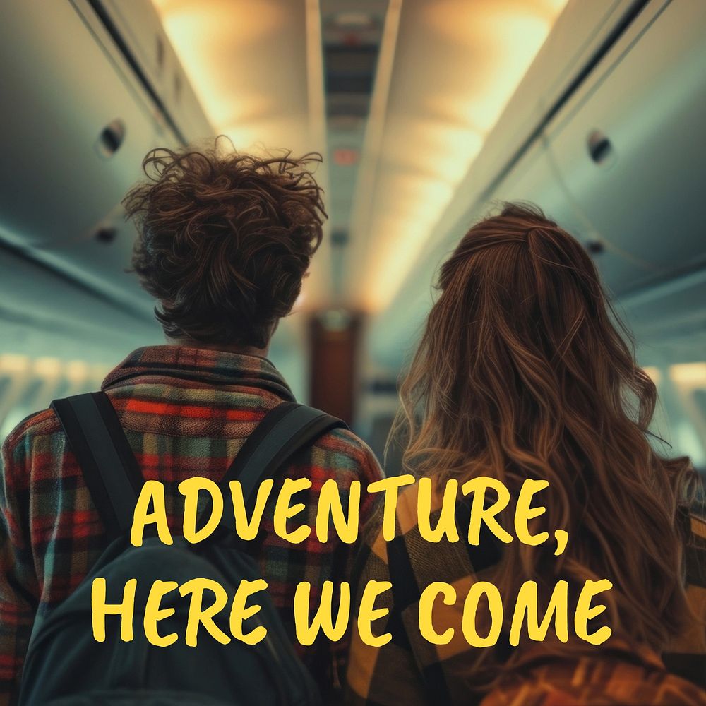 Adventure here we come quote Facebook post template