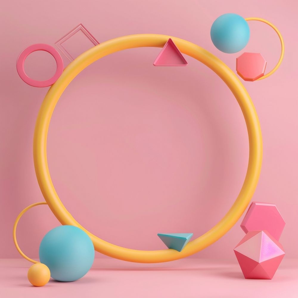 3d geometric shapes with circle frame art toy creativity.