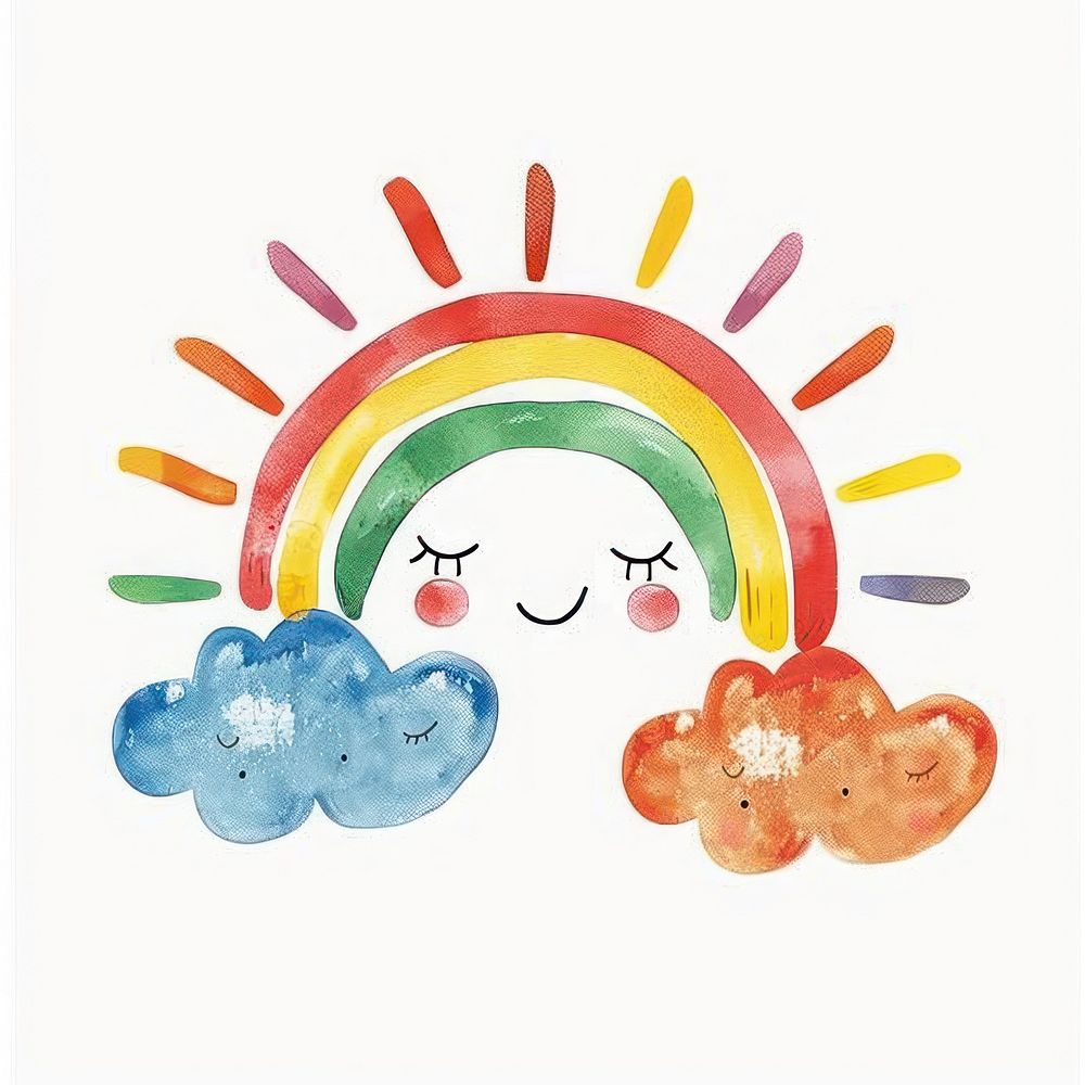Cute rainbow sun and cloud illustration confectionery illustrated cutlery.
