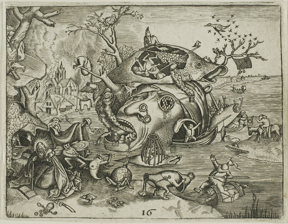The Temptation of Saint Anthony, plate 16 from the Emblemata Secularia by Johann Theodor de Bry