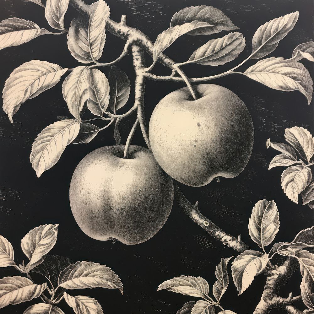 Apple drawing plant fruit.