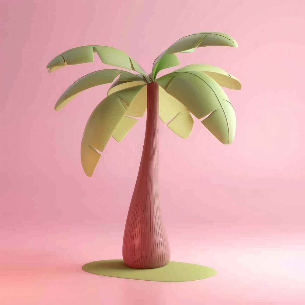 3d cartoon rendering Tropical tree icon furniture pottery blossom.