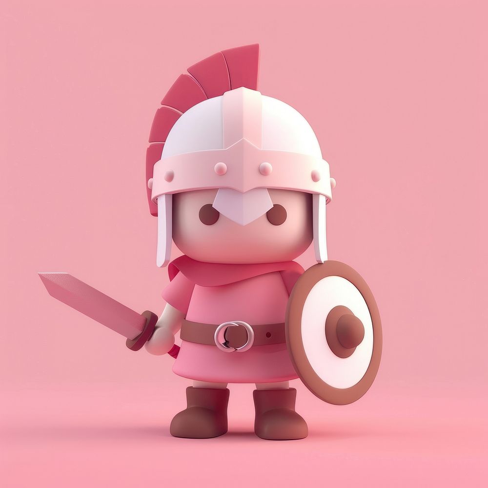 3d cartoon rendering Warrior icon person helmet human.
