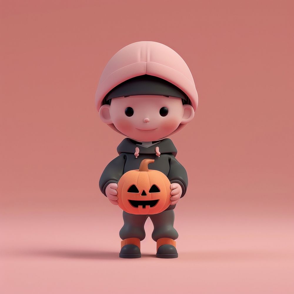 Kid holding halloween pumpkin figurine person human.