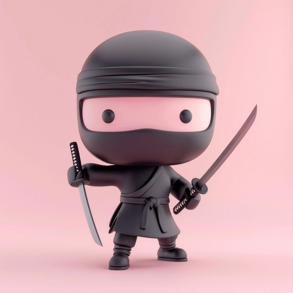 3d cartoon rendering ninja weaponry person dagger.