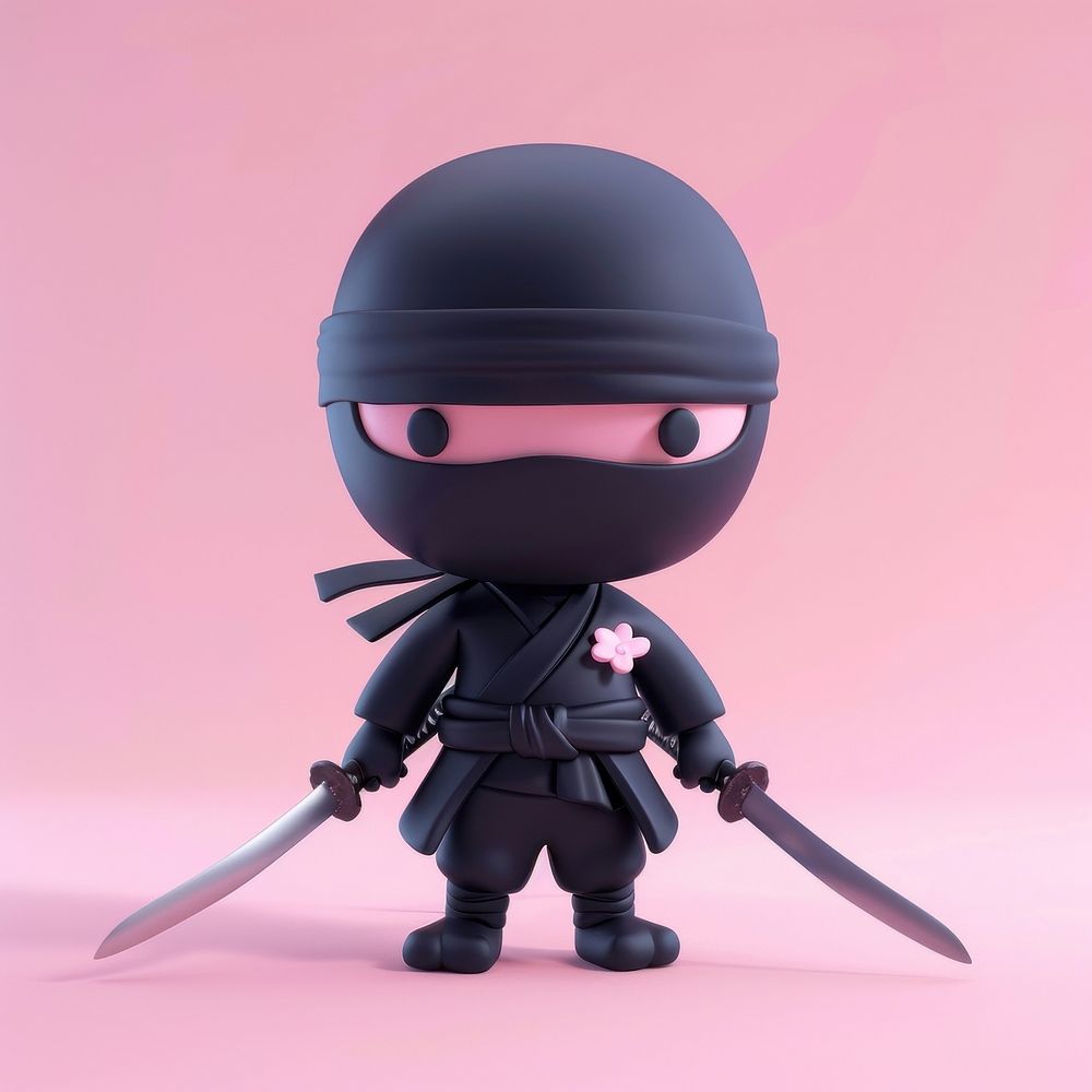 3d cartoon rendering ninja person human baby.