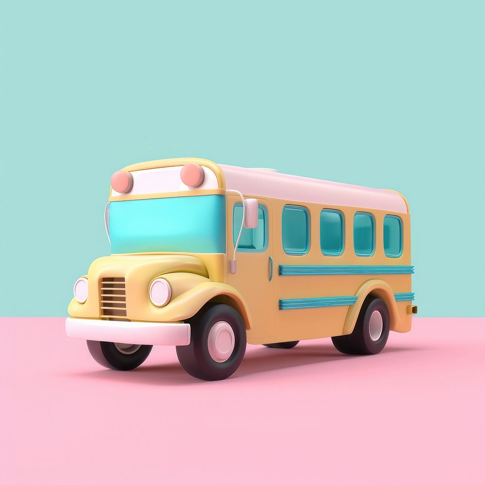 3d cartoon rendering school bus | Free Photo Illustration - rawpixel