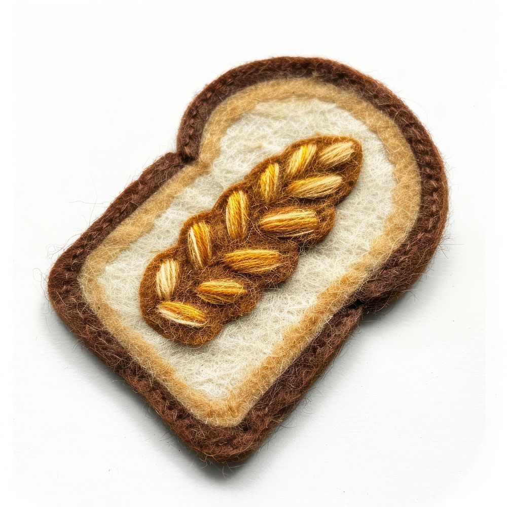 Felt stickers of a single bread toast food.