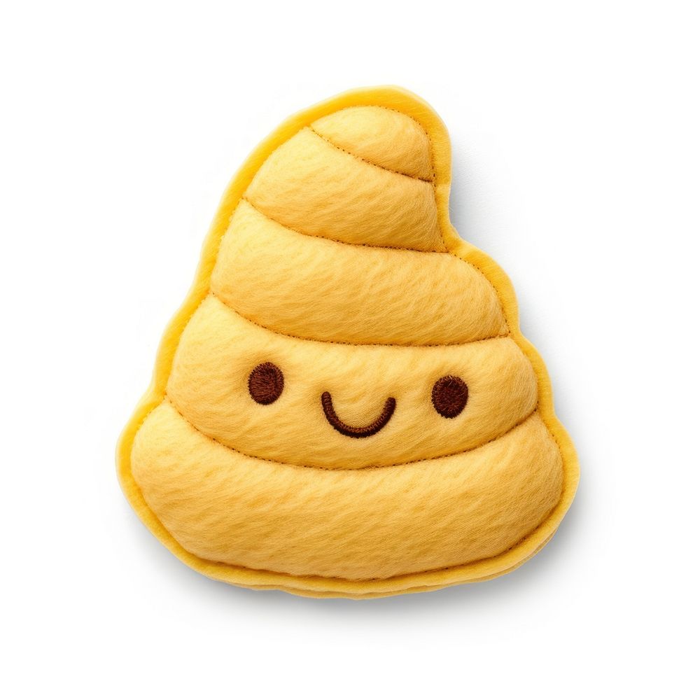 Felt stickers of a single butter croissant confectionery dessert sweets.