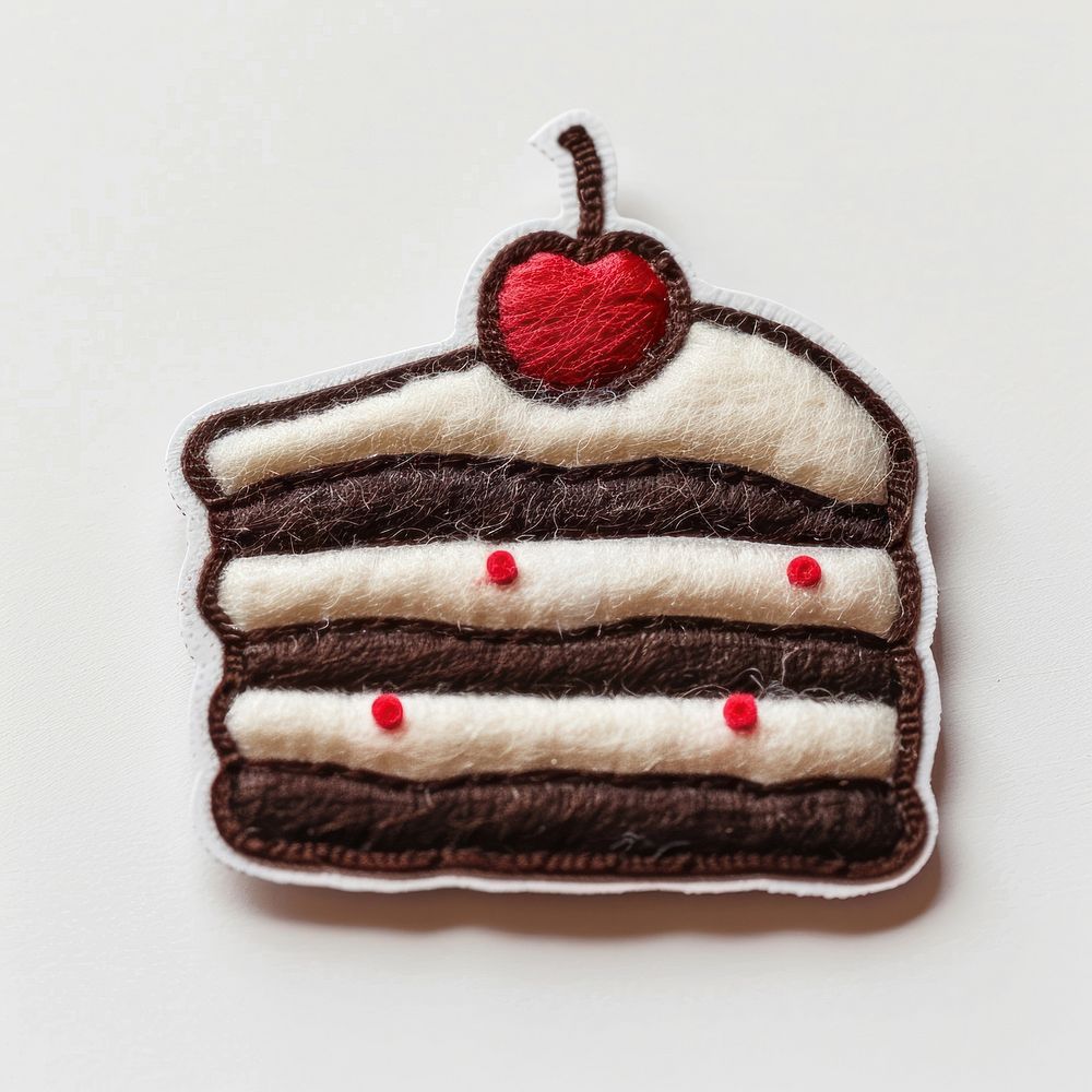 Felt stickers of a single chocolate cake confectionery accessories accessory.