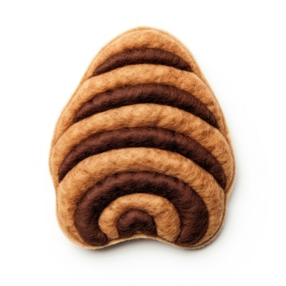 Felt stickers of a single chocolate croissant confectionery biscuit sweets.