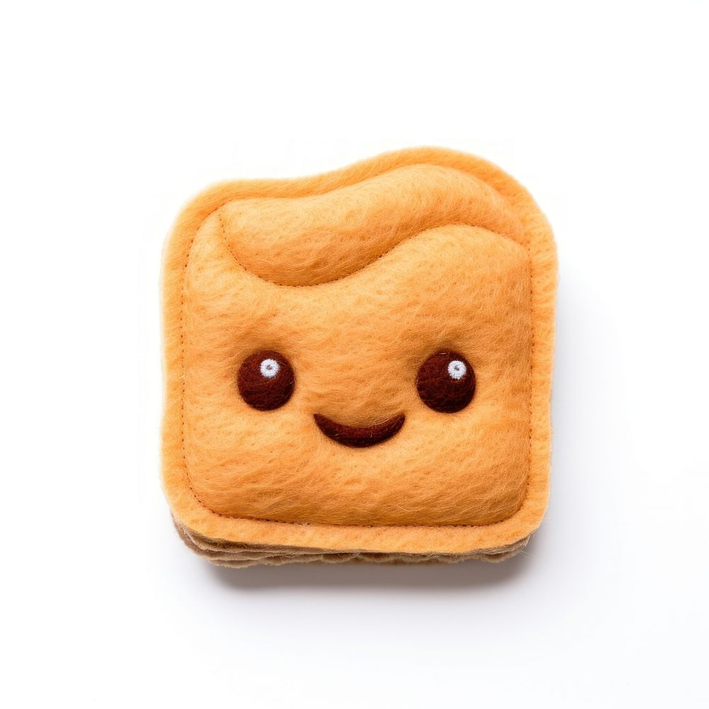 Felt stickers of a single puff pastry confectionery biscuit sweets.