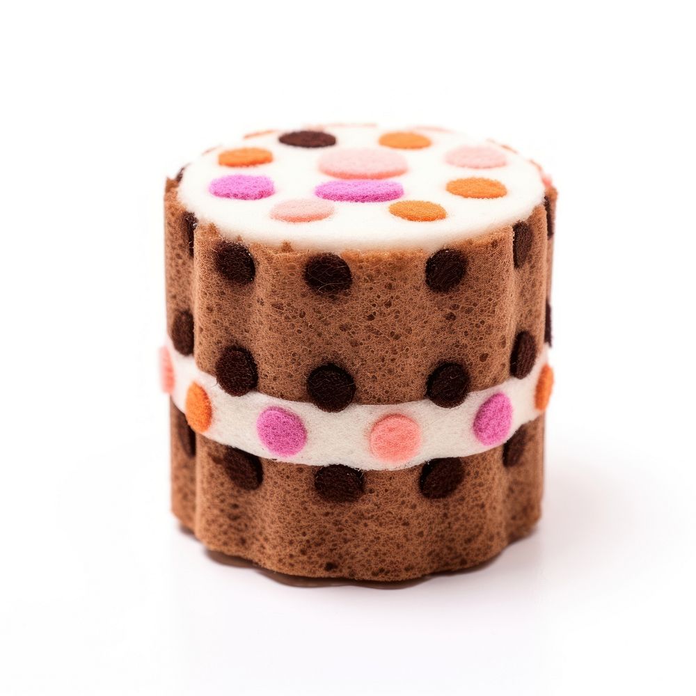 Felt stickers of a single roll cake confectionery dessert cupcake.