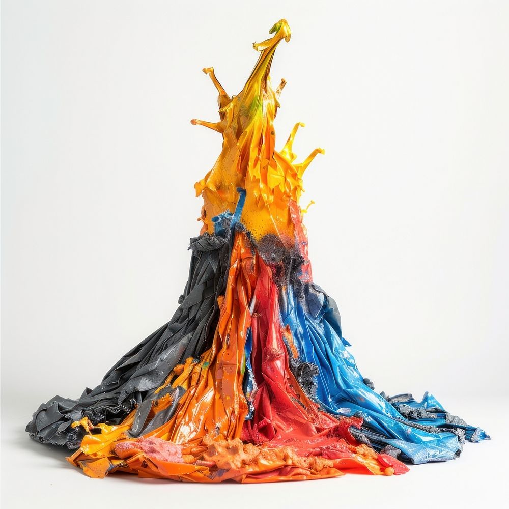 Volcano made from plastic outdoors bonfire flame.
