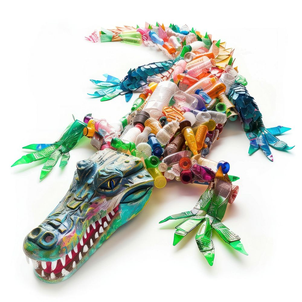 Crocodile made from plastic animal alligator reptile.