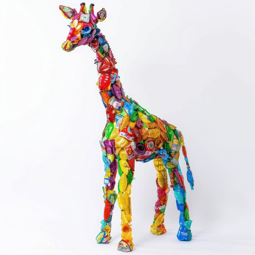 Giraffe made from plastic animal person mammal.