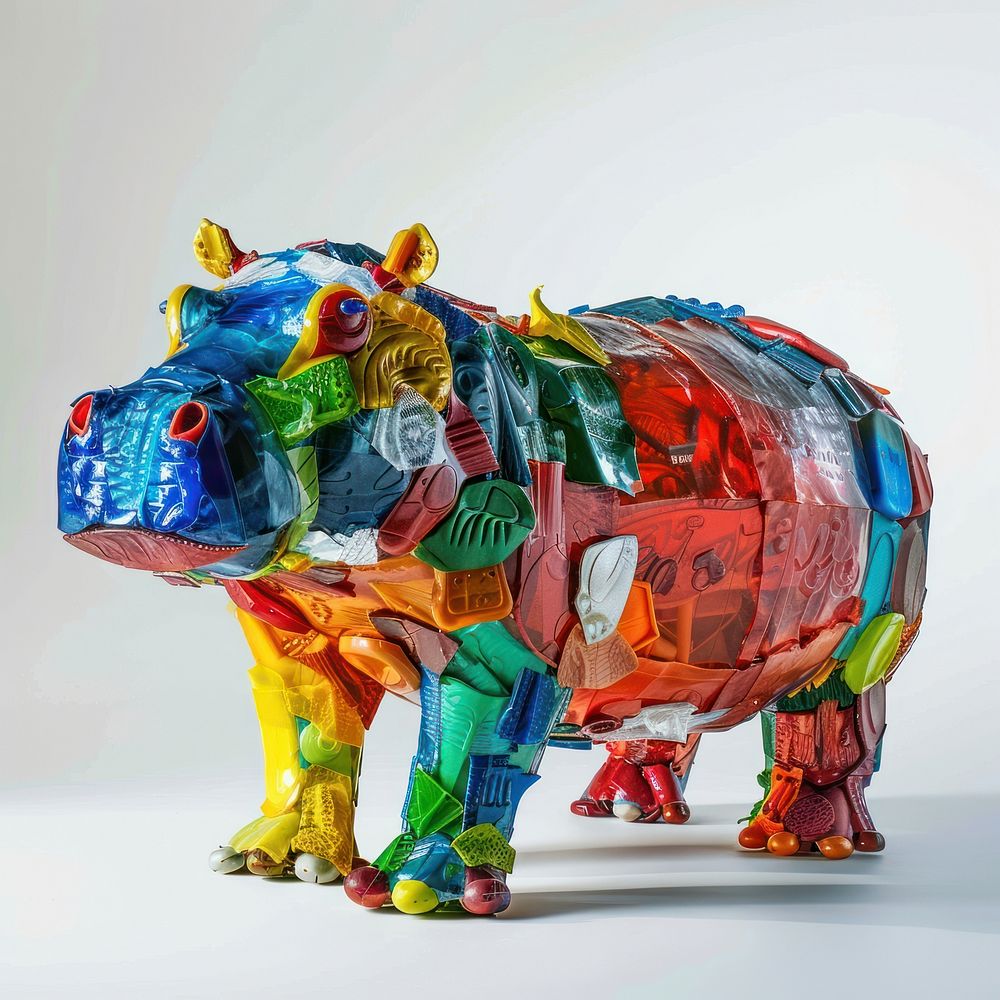 Hippo made from plastic animal elephant wildlife.