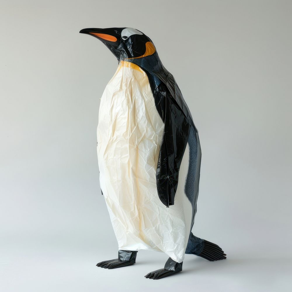 Penguin made from plastic animal bird king penguin.
