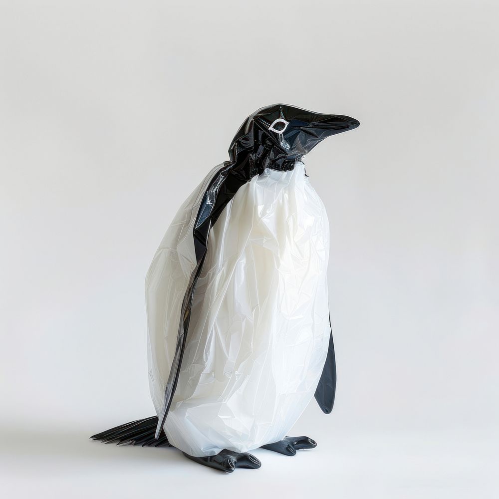 Penguin made from plastic animal clothing apparel.