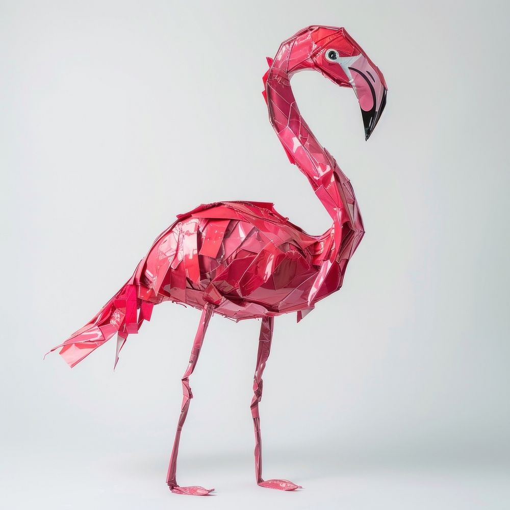 Pink flamingo made from plastic animal bird.