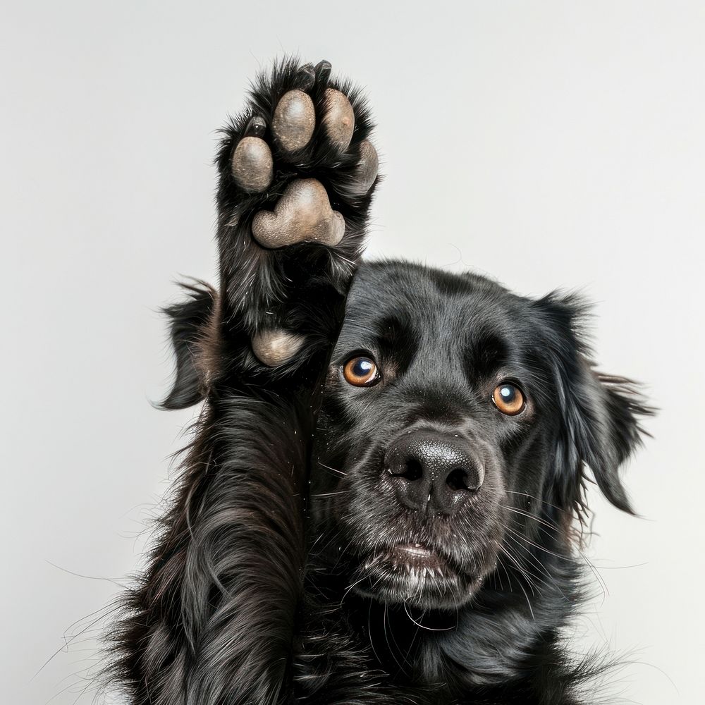 Black dog paw up mammal animal puppy.