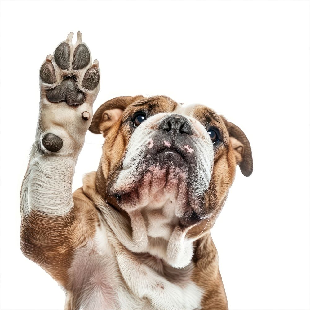 Bulldog paw up mammal animal pet.