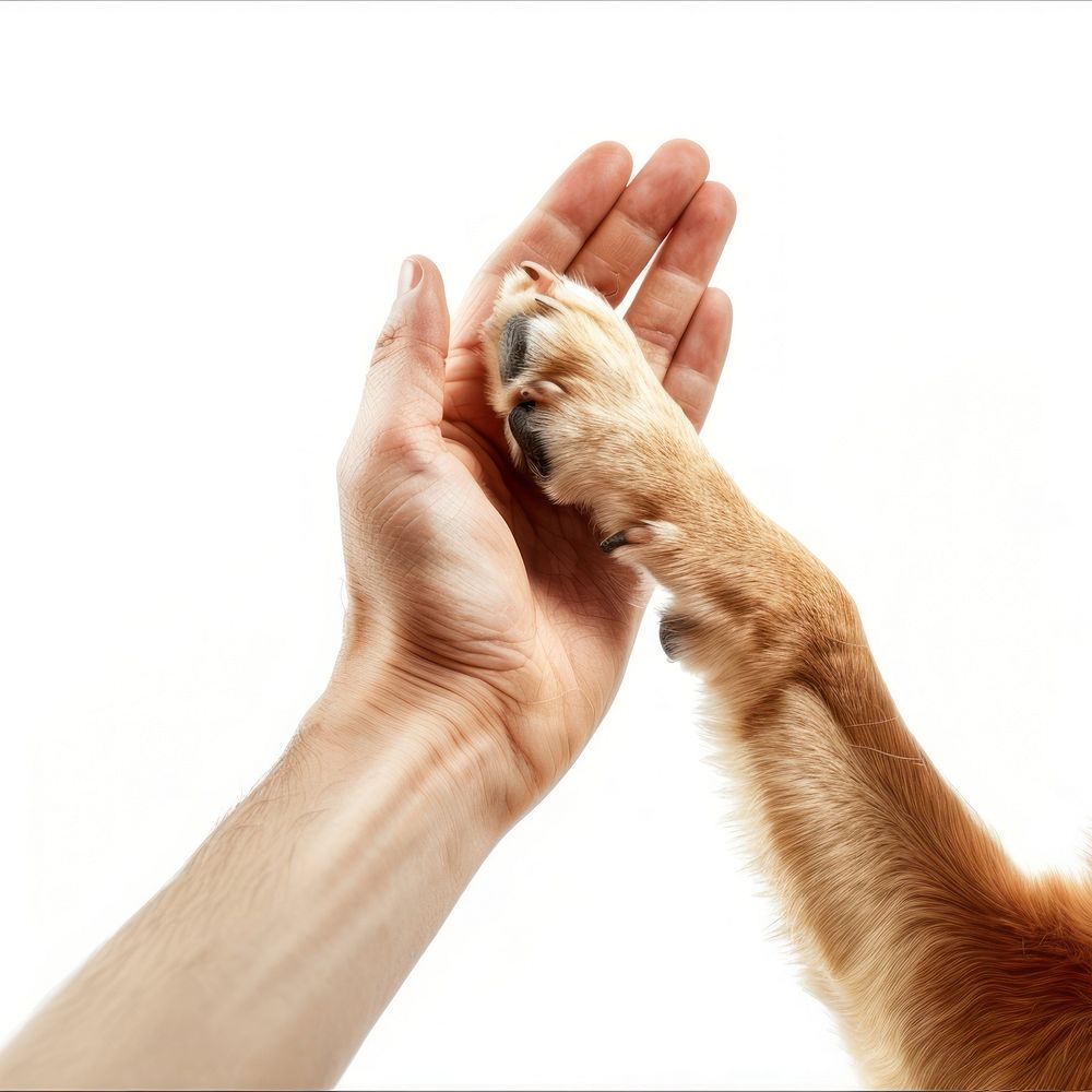 Dog paw High five hand animal finger.