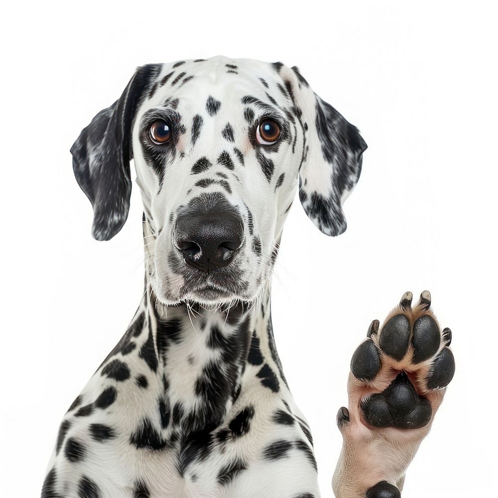 Dalmatian dog paw up animal mammal pet.