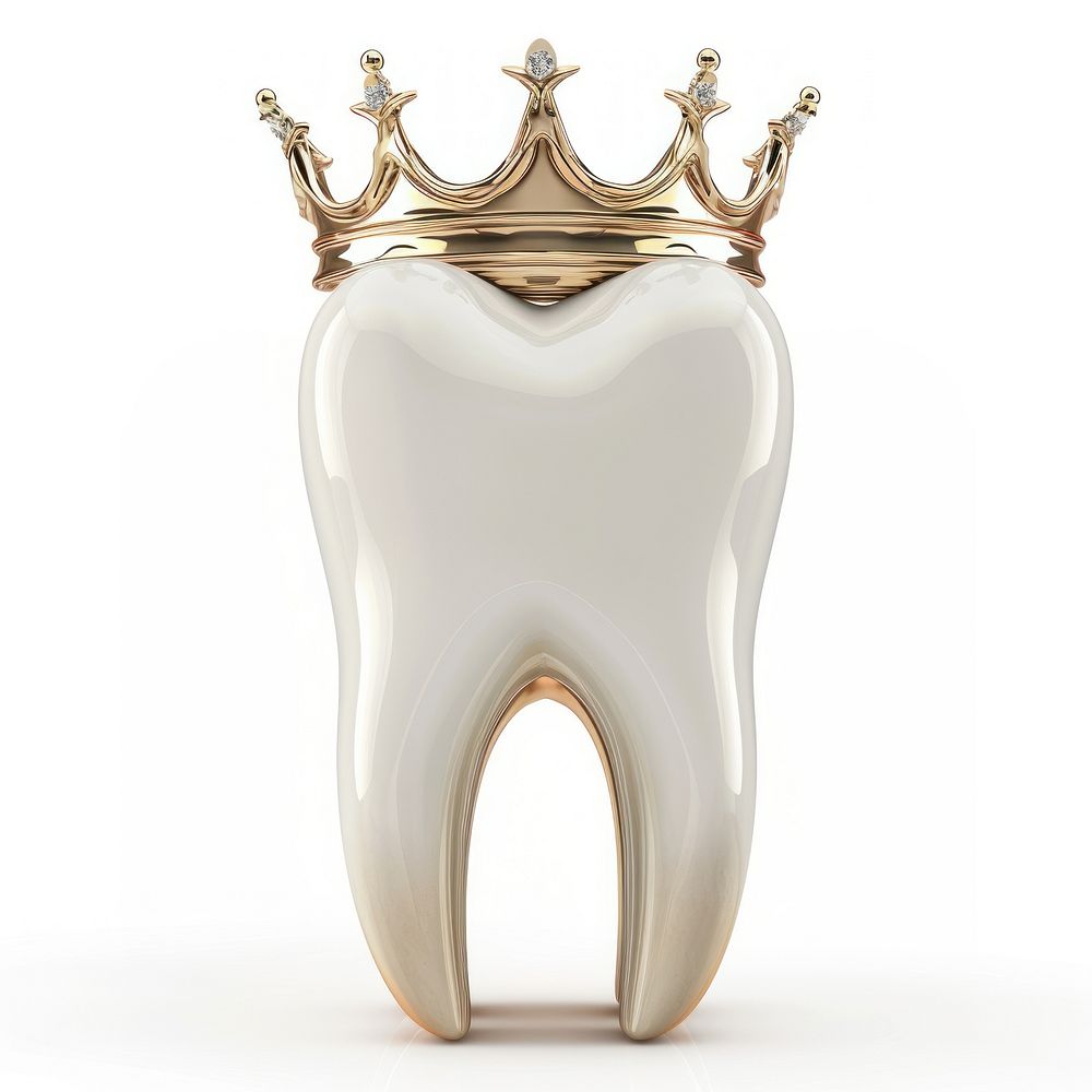 Gold crown on white tooth gold white background accessories.