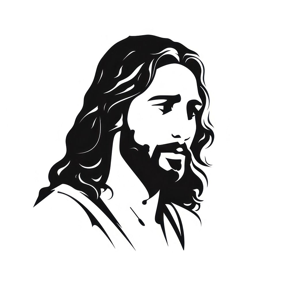 Jesus christ illustrated stencil drawing.