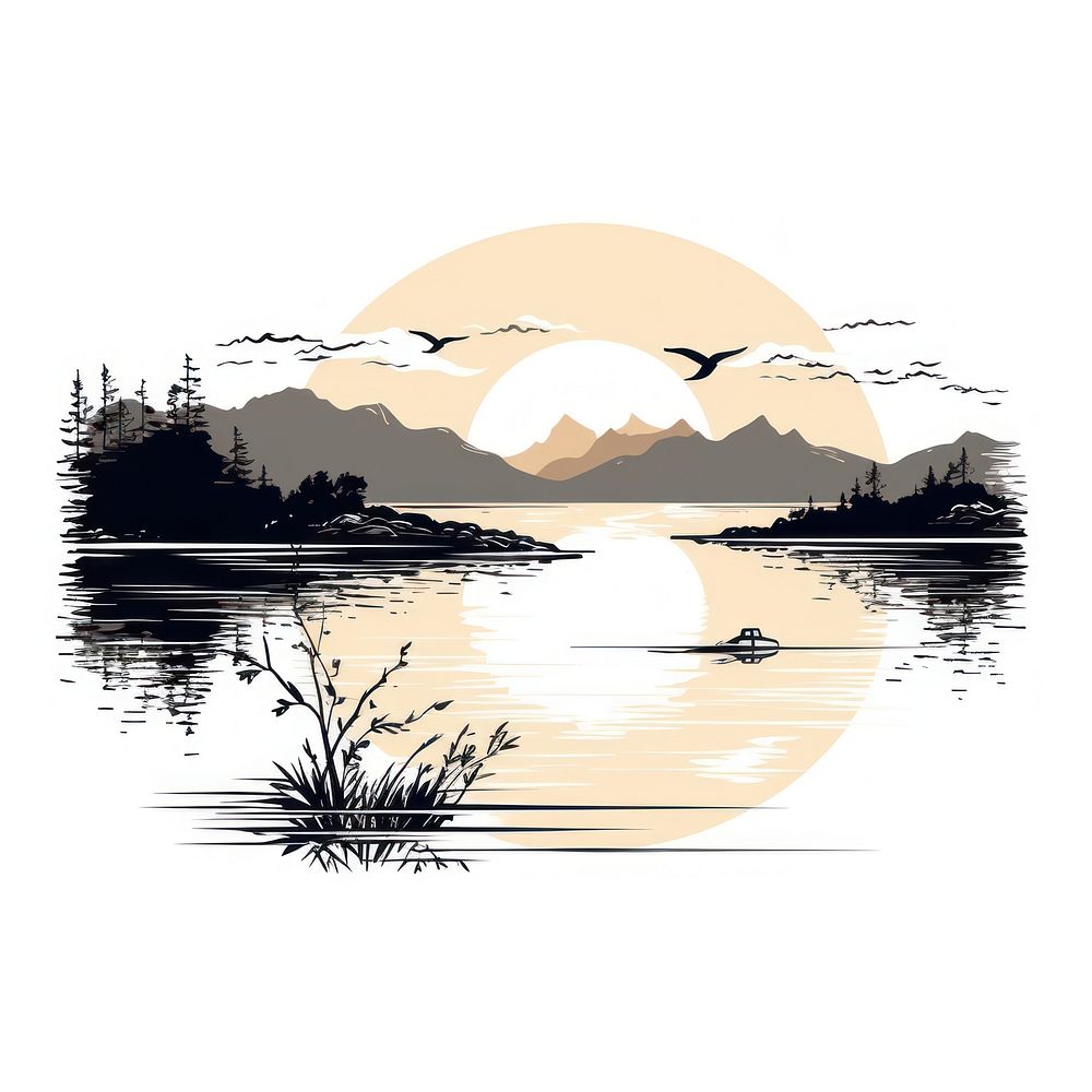 Lake silhouette outdoors painting.