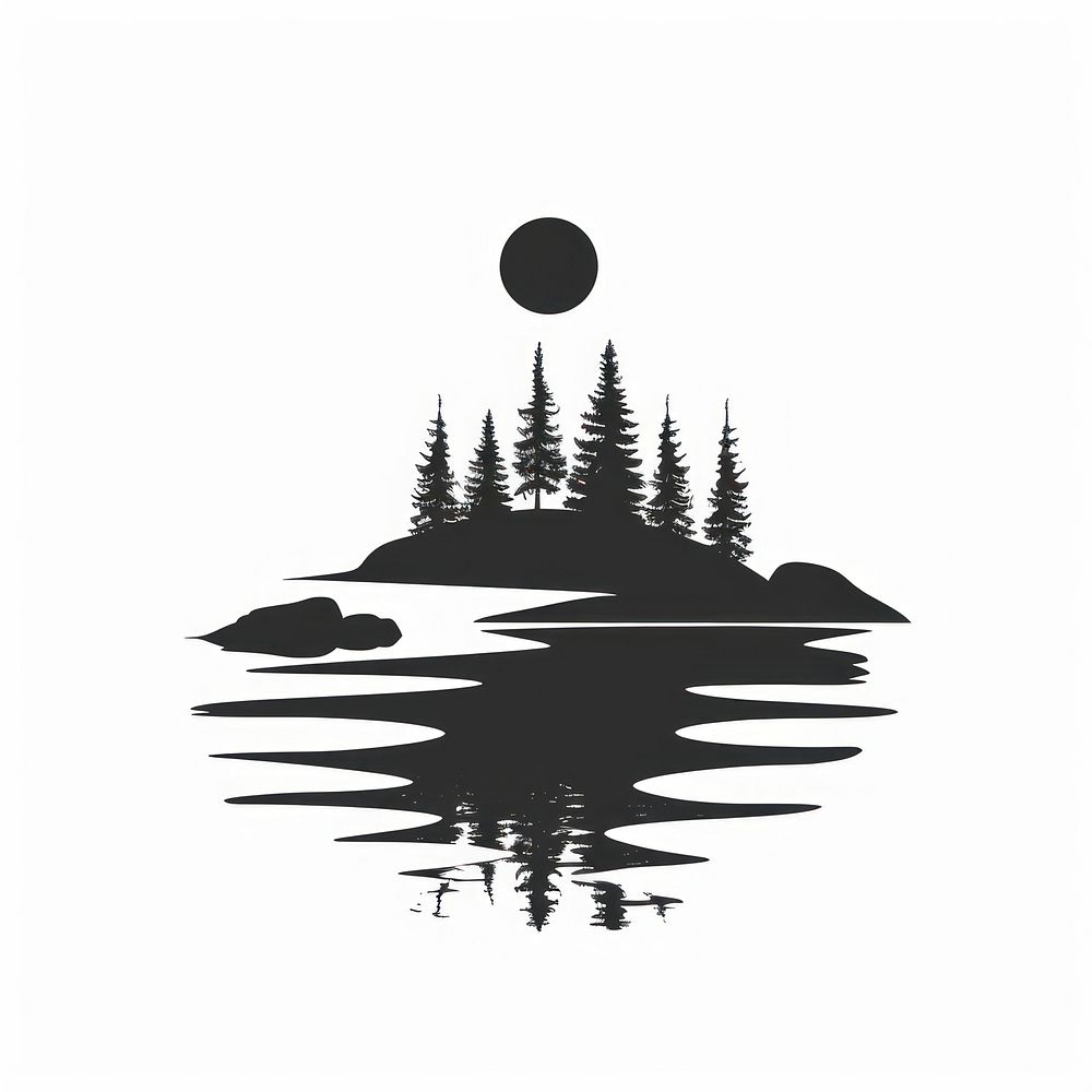 Lake Vector Icon silhouette astronomy outdoors.