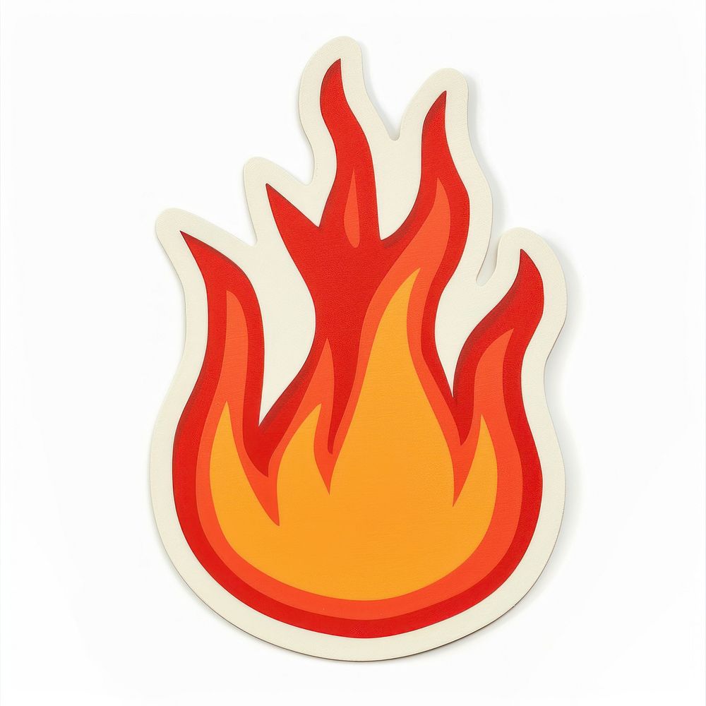 Flame shape sticker ketchup logo.