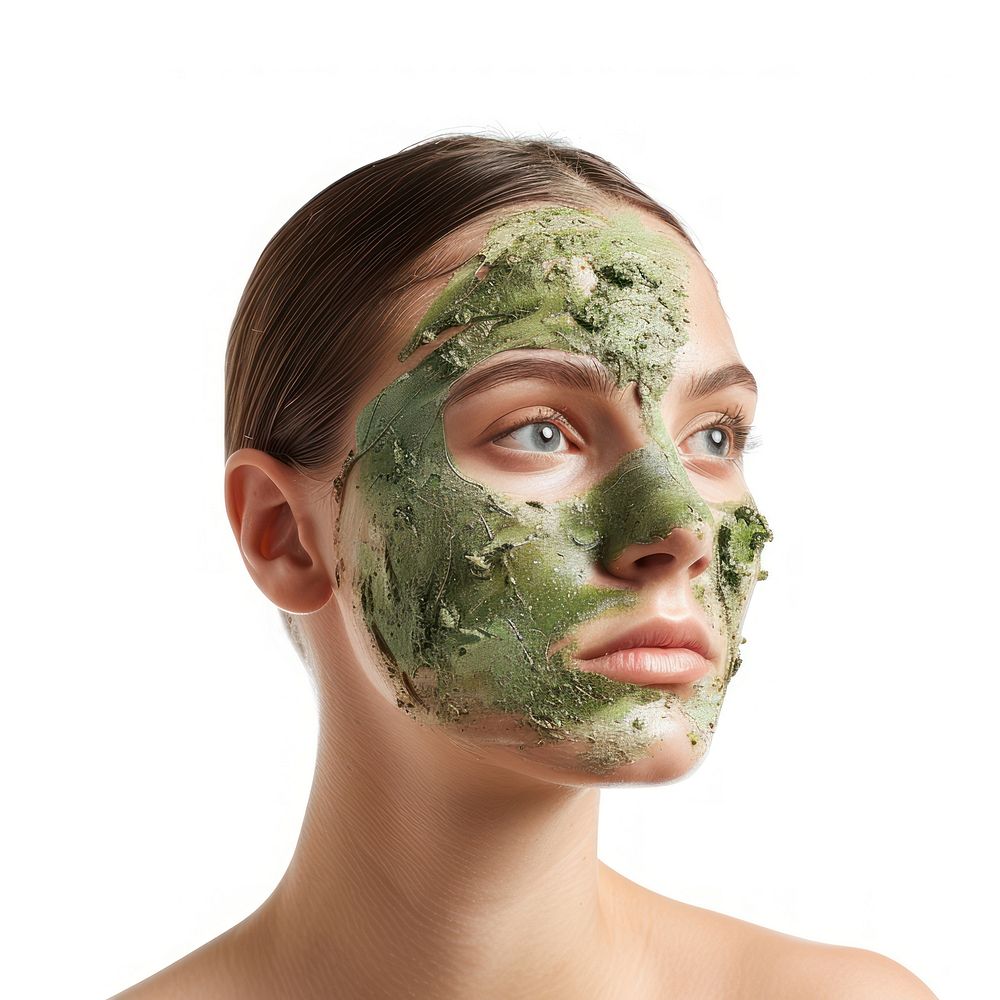 A Young woman with organic mask portrait photo face.