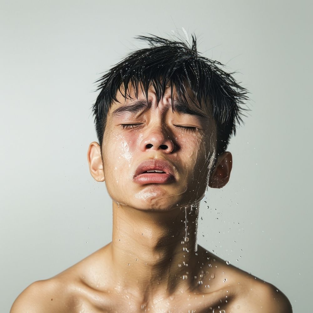 Thai teenage boy crying face person adult.