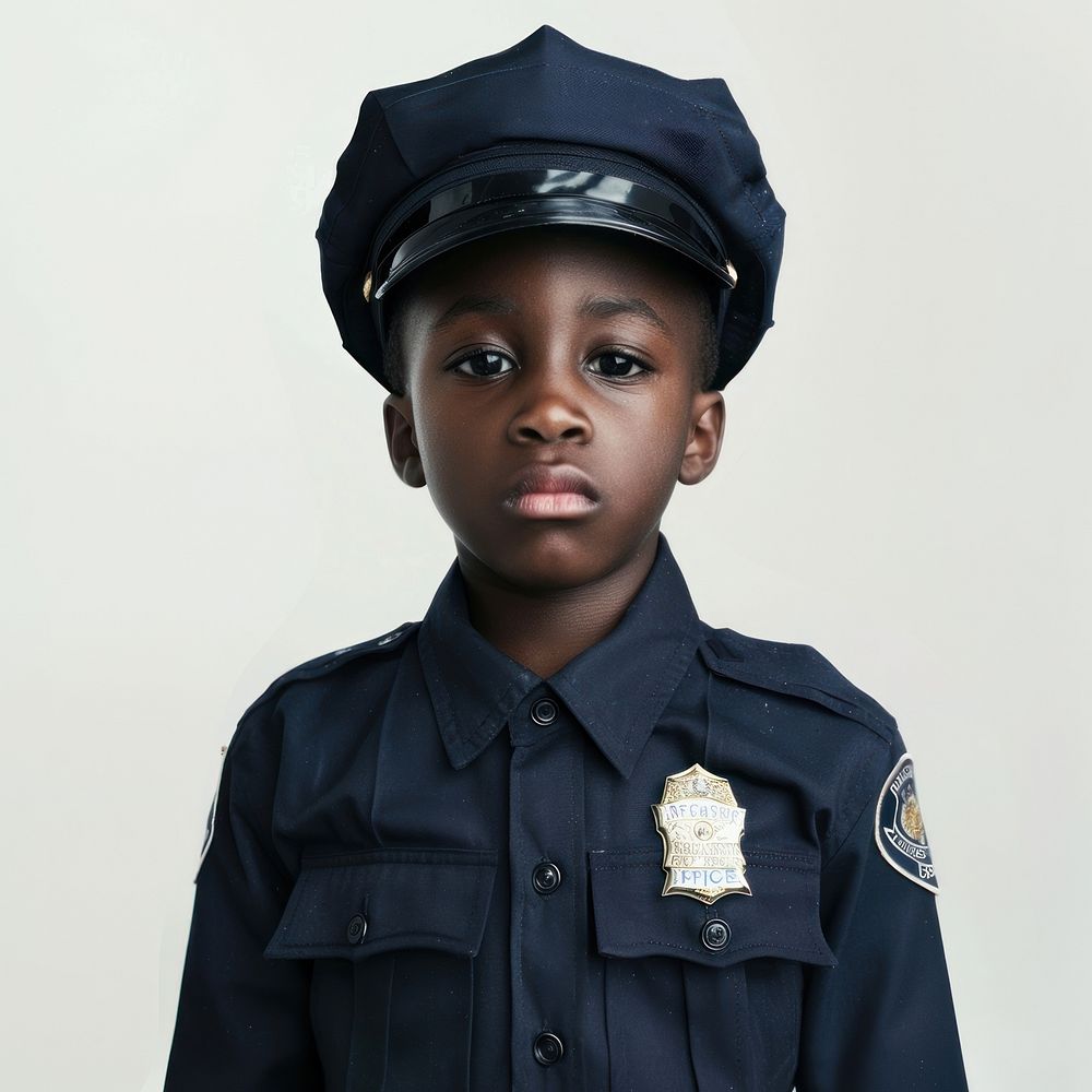 African american boy police officer person.