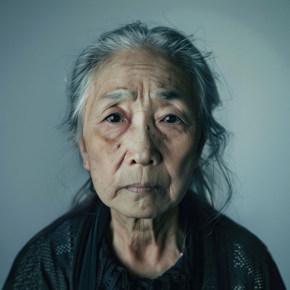 Asian old woman portrait photo face.