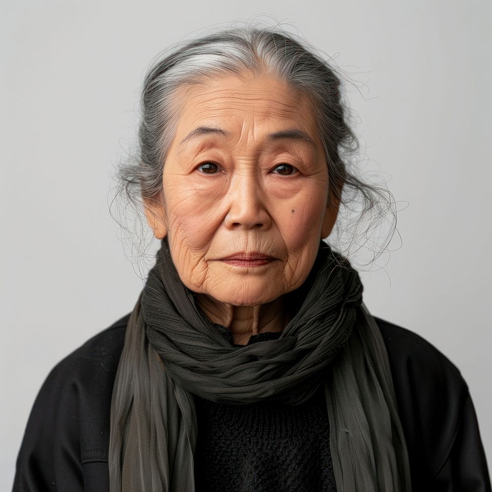 Asian old woman portrait photo face.