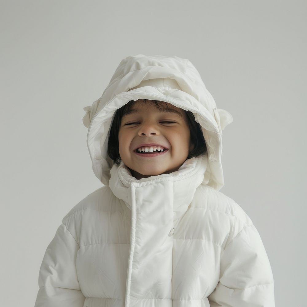 Happy kid portrait photo coat.