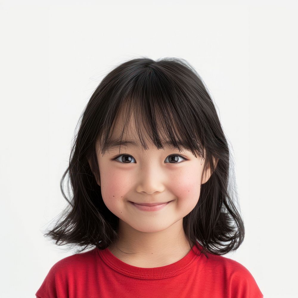 Japanese girl kid portrait happy photo.