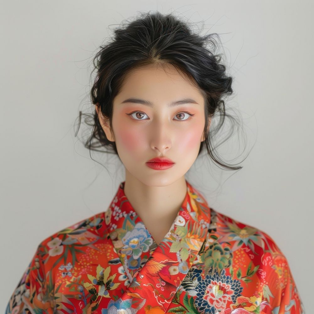 Japanese kimono woman portrait photo face.