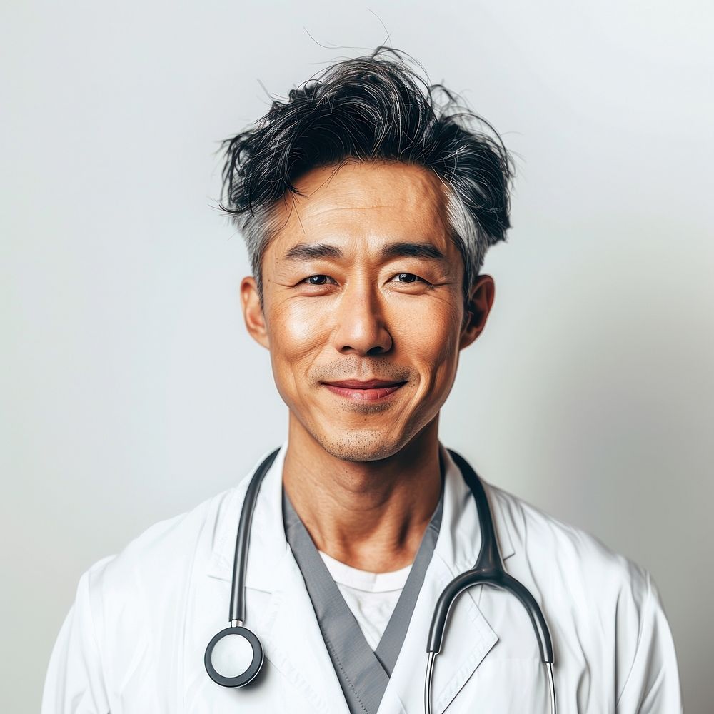 Korean doctor smile face dimples person.