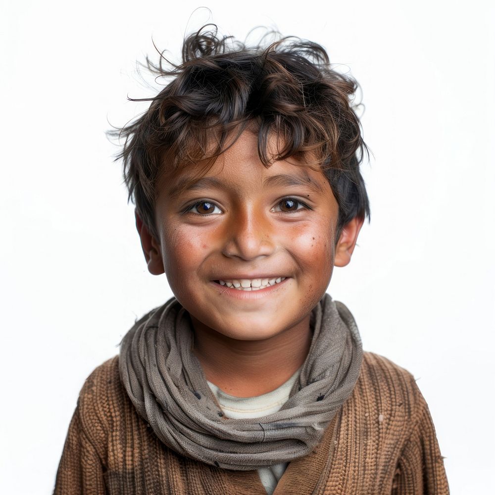 Nepalese kid portrait happy photo.