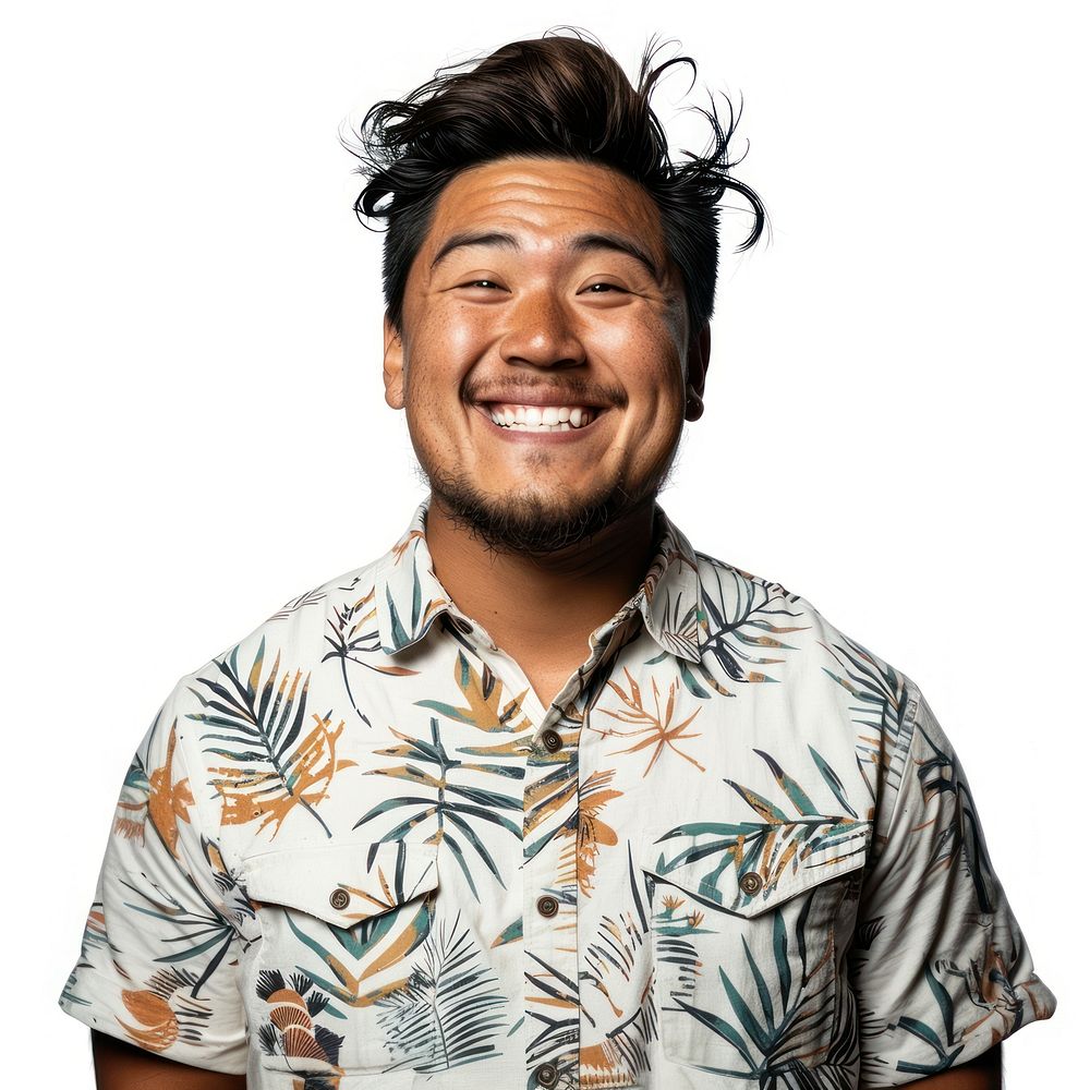 Pacific islander happy face laughing.