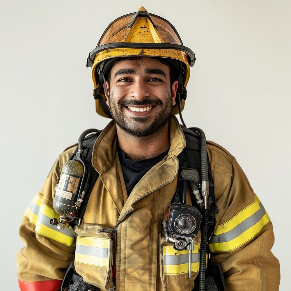 Qatari firefighter smile accessories accessory clothing.