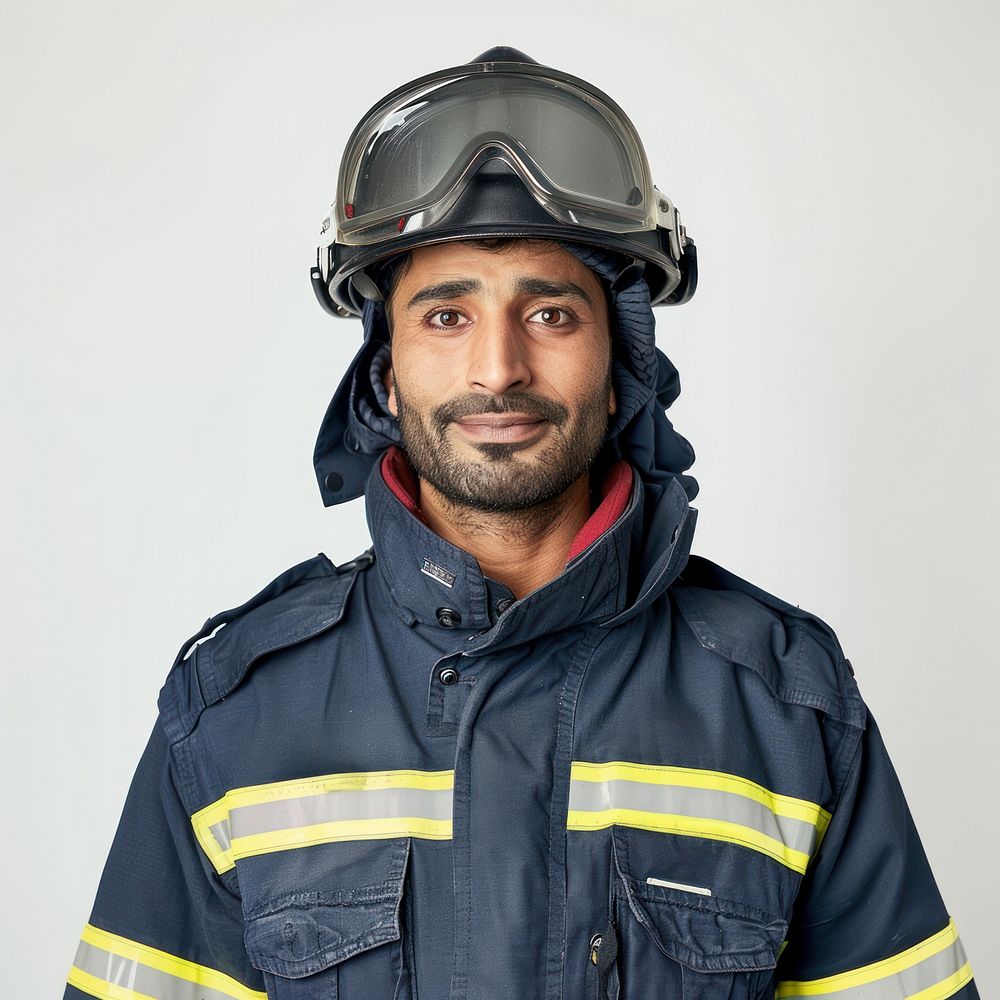 Qatari firefighter smile clothing fireman apparel.