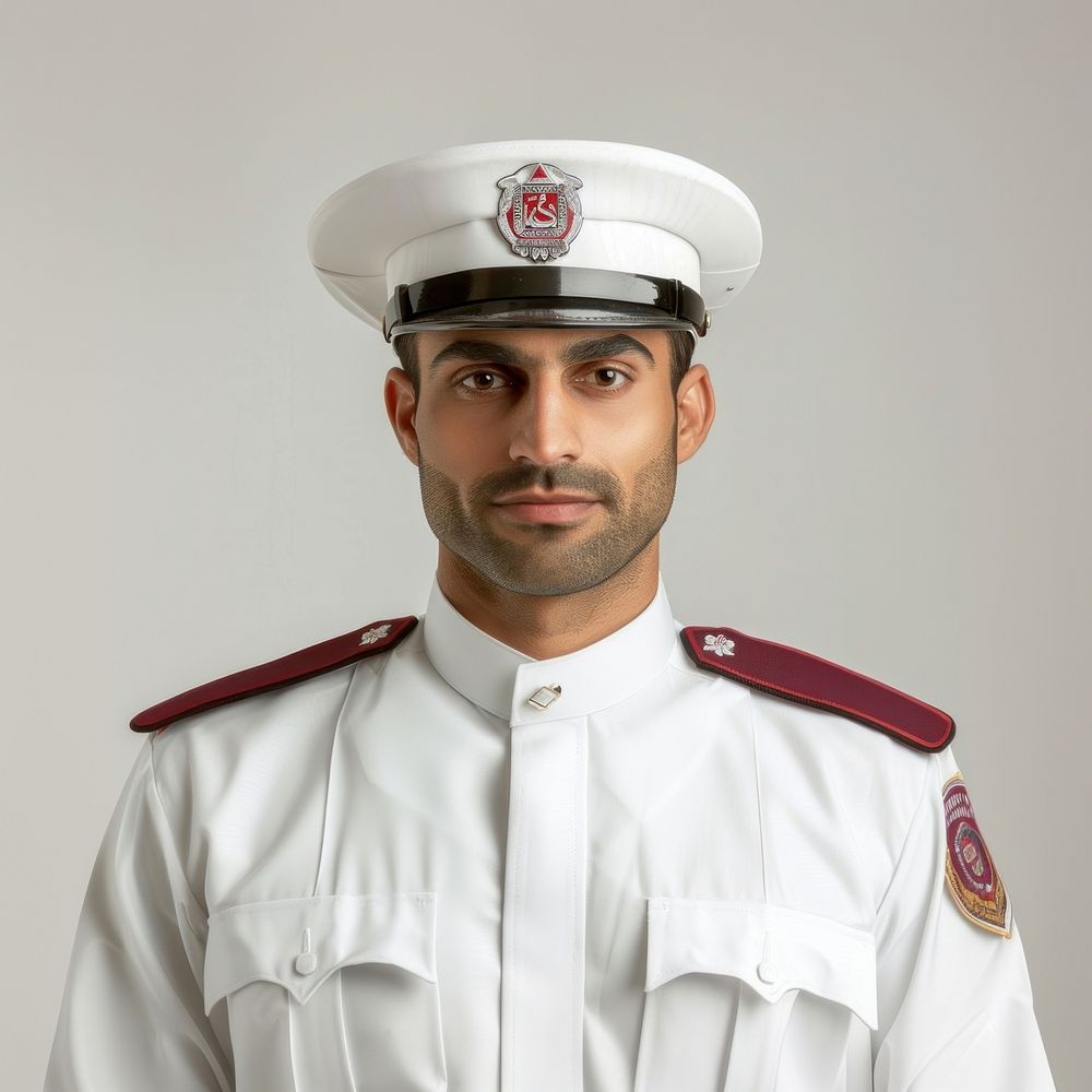 Qatari police smile captain officer person.